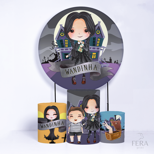 Kit Capa Cilindros + Capa Painel Menina Addams Cute Sublimado