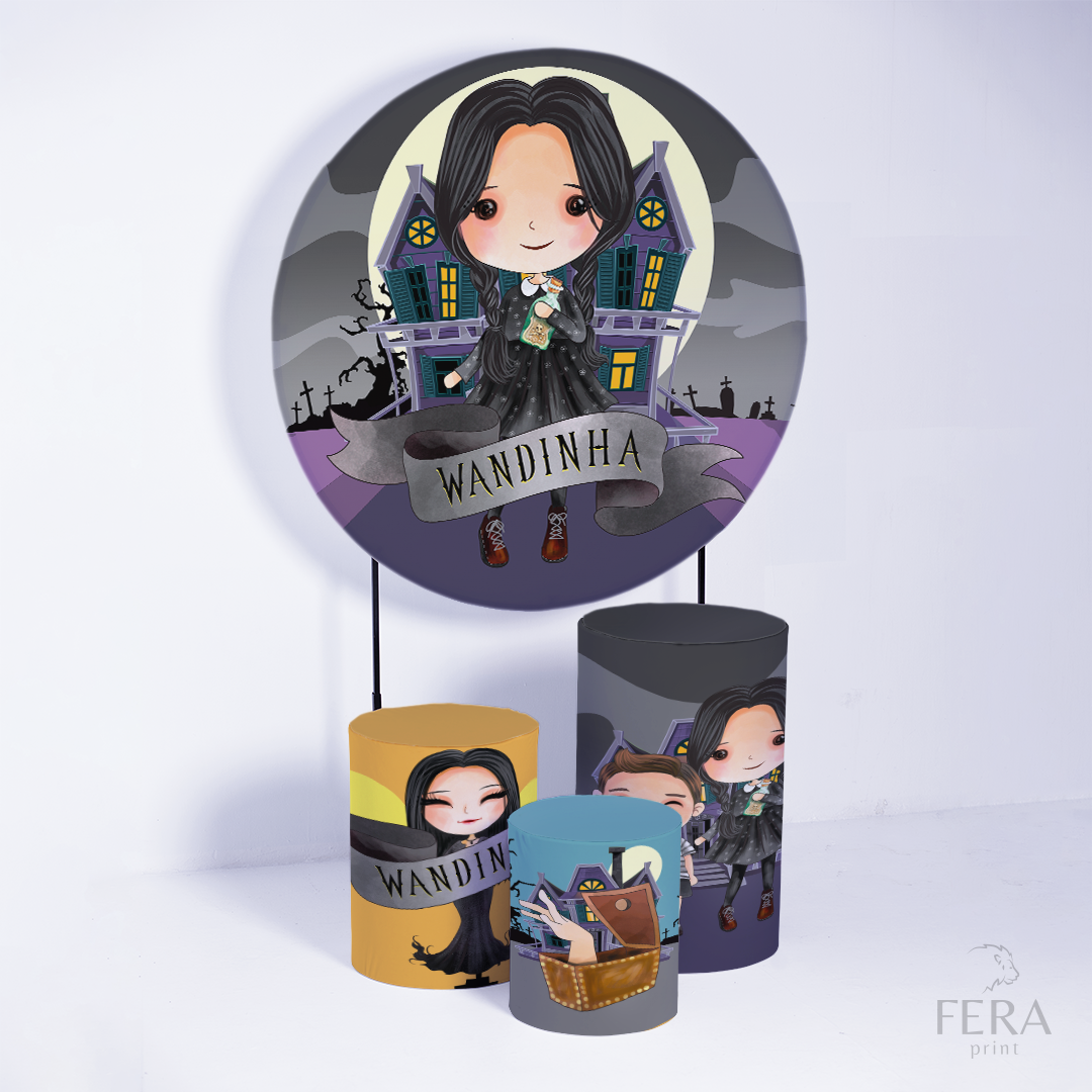 Kit Capa Cilindros + Capa Painel Menina Addams Cute Sublimado