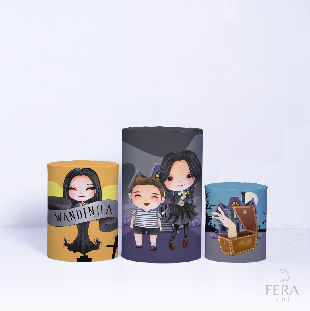 Kit Capa Cilindros + Capa Painel Menina Addams Cute Sublimado